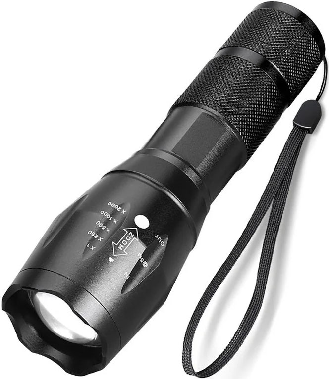 High power tactical flashlight for camping