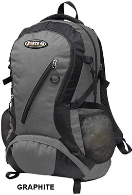 Graphite hiking daypack with water bottle pocket